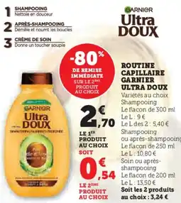Super U Routine capillaire garnier ultra doux offre