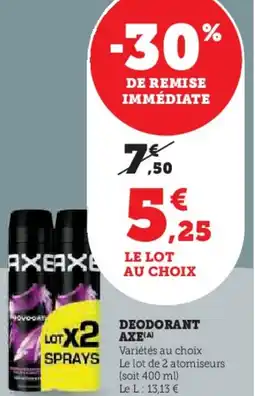 Super U Deodorant axe offre