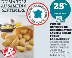 Super U Pomme de terre de consommation lavee a chair ferme label rouge offre