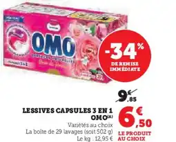 Super U Lessives capsules 3 en 1 omo offre