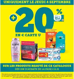 Hyper U Sur les produits beauté de ce catalogue offre
