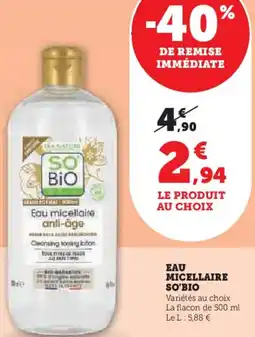 Hyper U Eau micellaire so'bio offre
