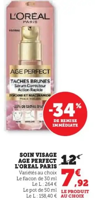 Hyper U Soin visage age perfect l'oreal paris offre