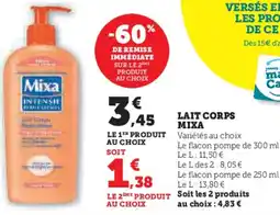 Hyper U Lait corps mixa offre