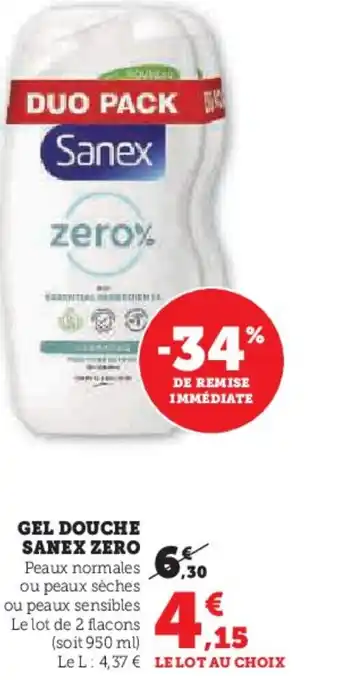 Hyper U Gel douche sanex zero offre