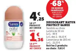 Hyper U Deodorant natur protect sanex offre
