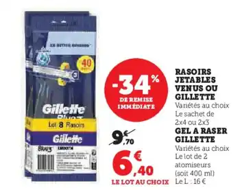 Hyper U Rasoirs jetables venus ou gillette offre