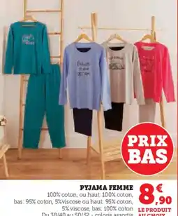 Hyper U PYJAMA FEMME offre