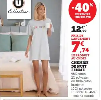 Hyper U Chemise de nuit femme offre