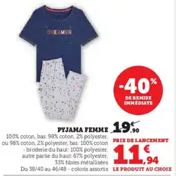 Hyper U Pyjama femme offre