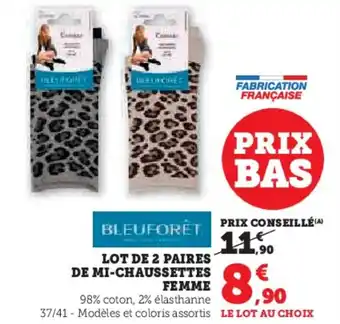 Hyper U Lot de 2 paires de mi-chaussettes femme offre
