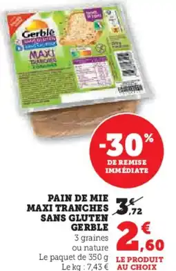 Hyper U Pain de mie maxi tranches sans gluten gerble offre