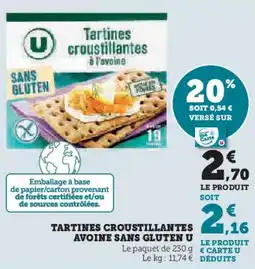 Hyper U Tartines croustillantes avoine sans gluten u offre