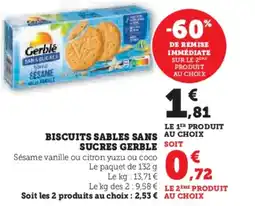Hyper U Biscuits sables sans sucres gerble offre