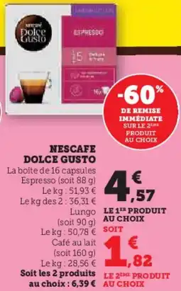 Hyper U Nescafe dolce gusto offre