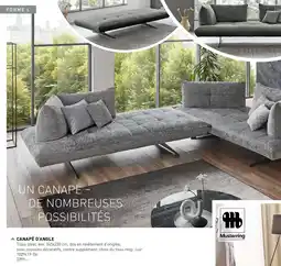 Möbel Martin CANAPÉ D'ANGLE Tissu steel offre