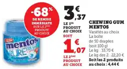 Hyper U Chewing gum mentos offre