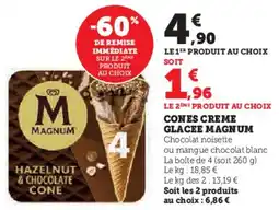 Hyper U Cones creme glacee magnum offre