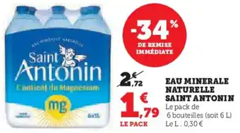 Hyper U Eau minerale naturelle saint antonin offre