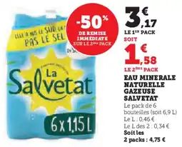 Hyper U Eau minerale naturelle gazeuse salvetat offre