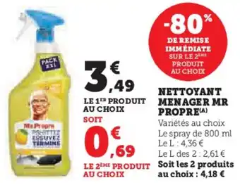 Hyper U Nettoyant menager mr propre offre