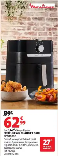 Auchan MOULINEX Friteuse air chaud et grill EZ501810 offre