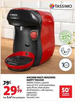 Auchan TASSIMO Machine multi-boissons happy tas103e offre