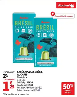 Auchan AUCHAN Café capsules brésil offre