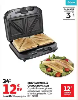 Auchan QILIVE Appareil à croque monsieur offre