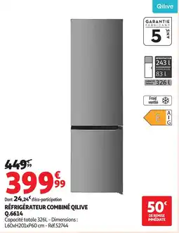 Auchan QILIVE Réfrigérateur combiné offre
