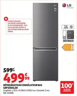 Auchan LG Réfrigérateur congélateur bas gbp30dslzn offre