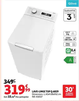 Auchan QILIVE Lave-linge top q.6829 offre