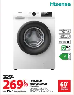 Auchan HISENSE Lave-linge 99 wfqp701219vm offre