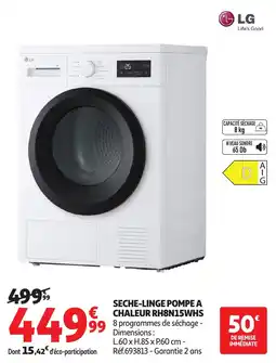 Auchan LG Seche-linge pompe a chaleur rh8n15whs offre