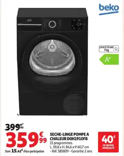 Auchan BEKO Seche-linge pompe a chaleur doh1910fb offre