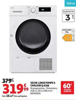 Auchan QILIVE Seche-linge pompe a chaleur q.6166 offre