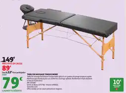 Auchan Table de massage tdm102 noire offre