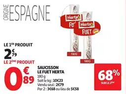 Auchan HERTA Saucisson le fuet offre