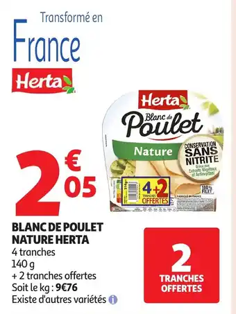 Auchan HERTA Blanc de poulet nature offre