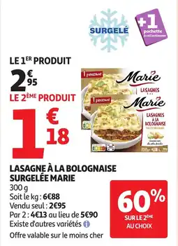 Auchan MARIE Lasagne à la bolognaise surgelée offre