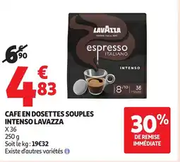 Auchan LAVAZZA Cafe en dosettes souples intenso offre