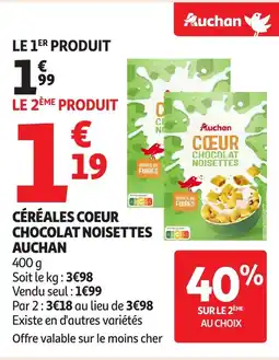 Auchan AUCHAN Céréales coeur chocolat noisettes offre