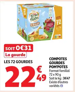Auchan POM'POTES Compotes gourdes offre