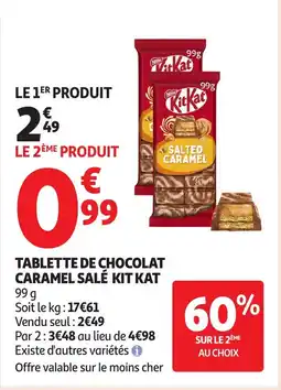 Auchan KIT KAT Tablette de chocolat caramel salé offre