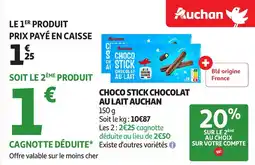 Auchan AUCHAN Choco stick chocolat au lait offre