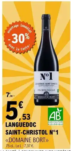 E.Leclerc LANGUEDOC SAINT-CHRISTOL N°1 DOMAINE BORT offre