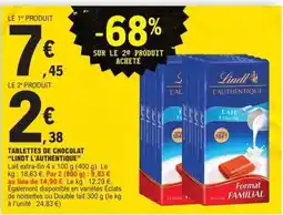 E.Leclerc Tablettes de chocolat 'Lindt L'Authentique' offre