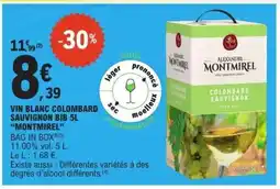 E.Leclerc VIN BLANC COLOMBARD SAUVIGNON BIB 5L “MONTMIREL” offre