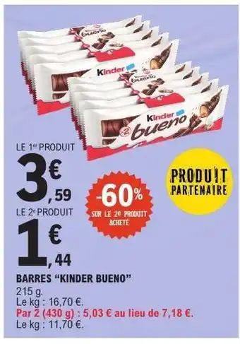 E.Leclerc Barres Kinder Bueno offre