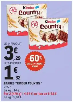 E.Leclerc Barres 'Kinder Country' offre